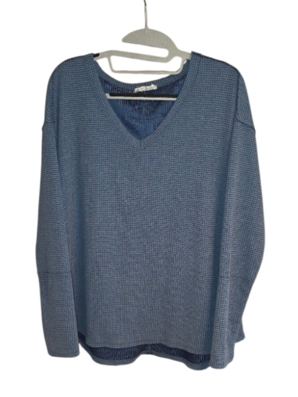 Andree by Unit Women's Blue Waffle Knit Long Sleeve Top Size S Grunge Cozy